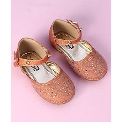 Cute Walk by Babyhug Ballerinas with Floral Applique - Orange