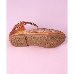 Cute Walk by Babyhug Ballerinas with Floral Applique - Orange