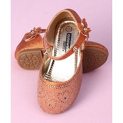 Cute Walk by Babyhug Ballerinas with Floral Applique - Orange