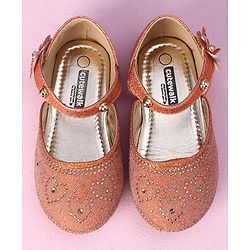 Cute Walk by Babyhug Ballerinas with Floral Applique - Orange