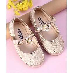 Cute Walk by Babyhug Sandals with Floral Applique - Gold