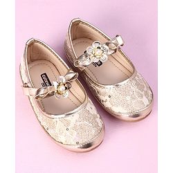 Cute Walk by Babyhug Sandals with Floral Applique - Gold