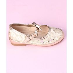 Cute Walk by Babyhug Sandals with Floral Applique - Gold