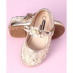 Cute Walk by Babyhug Sandals with Floral Applique - Gold