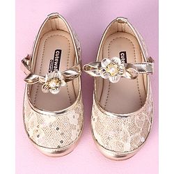 Cute Walk by Babyhug Sandals with Floral Applique - Gold