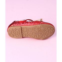 Cute Walk by Babyhug Metallic Party Wear Sandals Bow Applique - Red