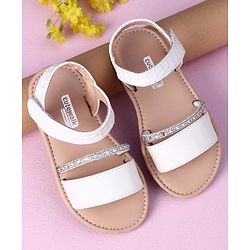 Cute Walk by Babyhug Sandals with Studded Lace - White