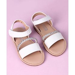 Cute Walk by Babyhug Sandals with Studded Lace - White