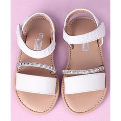 Cute Walk by Babyhug Sandals with Studded Lace - White