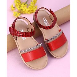 Cute Walk by Babyhug Sandals with Studded Lace - Red