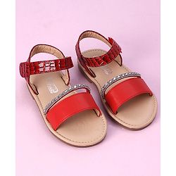 Cute Walk by Babyhug Sandals with Studded Lace - Red