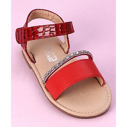 Cute Walk by Babyhug Sandals with Studded Lace - Red