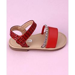 Cute Walk by Babyhug Sandals with Studded Lace - Red