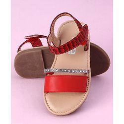 Cute Walk by Babyhug Sandals with Studded Lace - Red