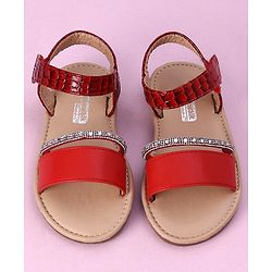 Cute Walk by Babyhug Sandals with Studded Lace - Red