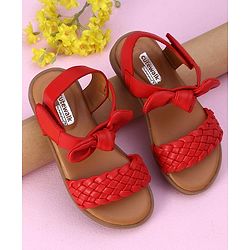 Cute Walk by Babyhug Sandals Bow Applique- Red