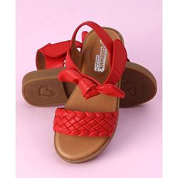 Cute Walk by Babyhug Sandals Bow Applique- Red