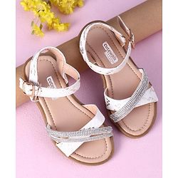 Cute Walk by Babyhug Sandals with Studded Lace - White