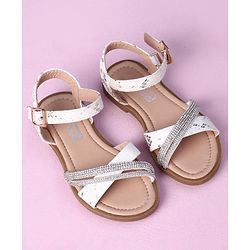Cute Walk by Babyhug Sandals with Studded Lace - White