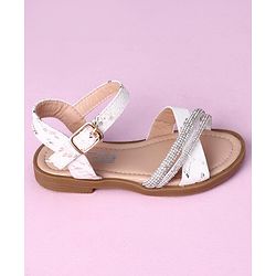 Cute Walk by Babyhug Sandals with Studded Lace - White
