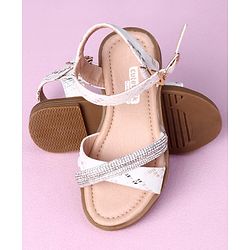 Cute Walk by Babyhug Sandals with Studded Lace - White
