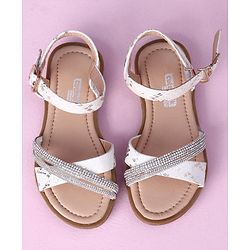 Cute Walk by Babyhug Sandals with Studded Lace - White