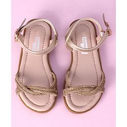 Cute Walk by Babyhug Sandals with Studded Lace - Gold