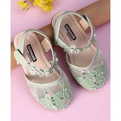 Cute Walk by Babyhug Sandals Flower Applique- Green