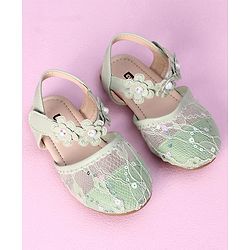 Cute Walk by Babyhug Sandals Flower Applique- Green