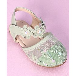 Cute Walk by Babyhug Sandals Flower Applique- Green