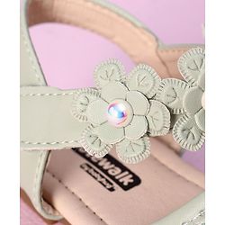 Cute Walk by Babyhug Sandals Flower Applique- Green