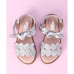 Cute Walk by Babyhug Sandals Glittered Heart Applique - Silver