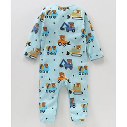 Babyhug Full Sleeves Sleep Suit Teddy Printed - Blue