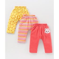 Babyhug Full Length Knit Diaper Leggings Multi Print Pack Of 3 - Multicolor