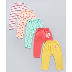Babyhug Full Length Knitted Diaper Pants Multiptint Pack of 5 - Multicolor