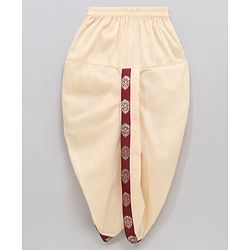 Babyhug Full Sleeves Kurta & Dhoti With Jacket Embroidery Detailing - Cream Maroon
