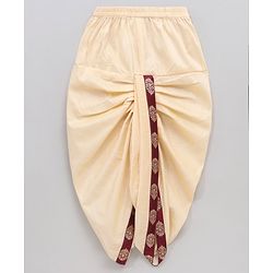 Babyhug Full Sleeves Kurta & Dhoti With Jacket Embroidery Detailing - Cream Maroon