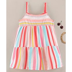 Babyhug Singlet Viscose Striped Frock - Multicolor