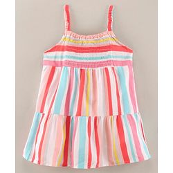 Babyhug Singlet Viscose Striped Frock - Multicolor