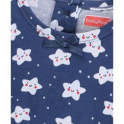 Babyhug Flutter Sleeves Nighty Floral Print - Blue