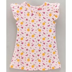 Babyhug Cap Sleeves Nighties Multiprint Pack of 2 - White Light Pink