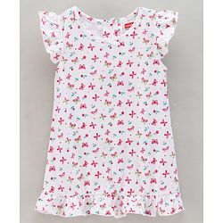 Babyhug Cap Sleeves Nighties Multiprint Pack of 2 - White Light Pink