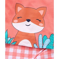 Babyhug Full Sleeves Night Suit Fox Print - Peach