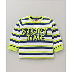 Babyhug Cotton Knit Full Sleeves Night Suit Stripes and Text Print - Multicolour
