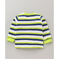 Babyhug Cotton Knit Full Sleeves Night Suit Stripes and Text Print - Multicolour