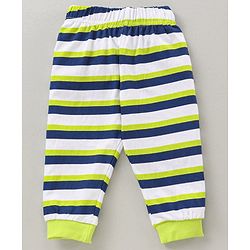 Babyhug Cotton Knit Full Sleeves Night Suit Stripes and Text Print - Multicolour