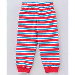 Babyhug Full Sleeves Stripe Night Suit Nap Time Print - Red Blue