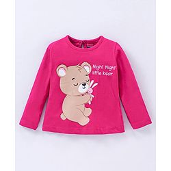Babyhug 100% Cotton Full Sleeves Night Suit Bear Print - Maroon