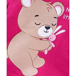 Babyhug 100% Cotton Full Sleeves Night Suit Bear Print - Maroon