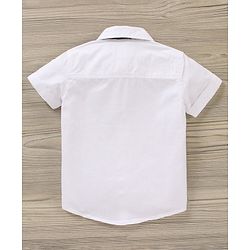 Babyhug Half Sleeves Cotton Solid Shirt with Bow - White